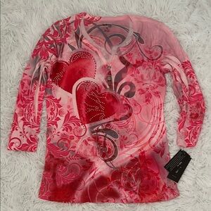 Women's Pink Heart Pattern Top